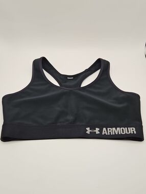 Under Armour Black Racerback Sports Bra with Logo Band 13.5" UA